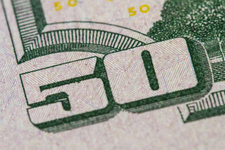 Fifty dollar bill of macro background