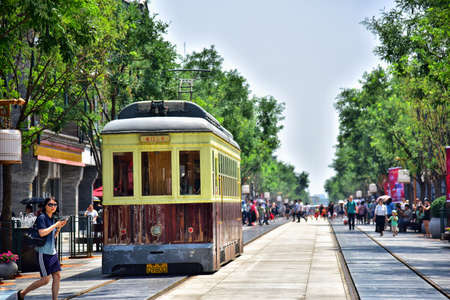 The old Beijing Qianmen sightseeing carのeditorial素材