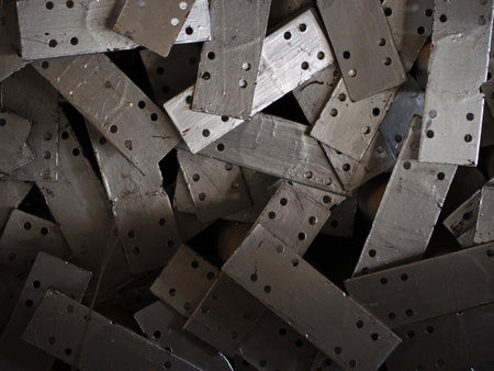 Metal profile channel in packs at the warehouse of metal products, Russia