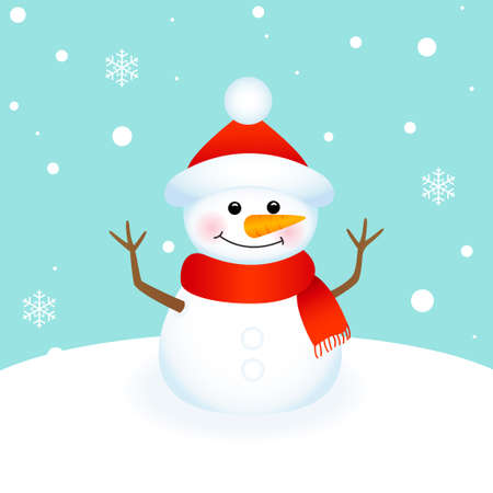 Cute Snowman vector illustration, Christmas winter background.のイラスト素材