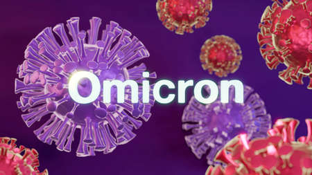 3D Rendering New Covid Omicron Variant illustrationの写真素材