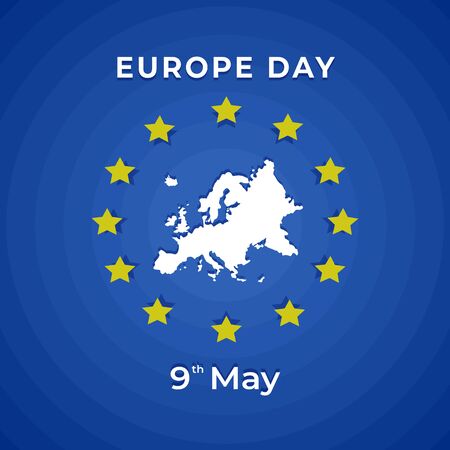 Europe Day Celebration 9th May. European Map Vector Background Illustrationのイラスト素材
