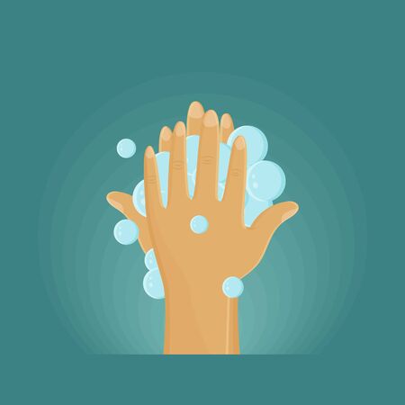 Washing Hand With Soap. Prevention of Virus Infection. Clean Is Healthyのイラスト素材