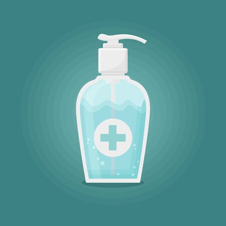 Hand Sanitizer or Antiseptic Concept Illustration. Prevention of Virus Infectionのイラスト素材