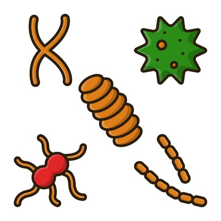 Shape of Microbe Germ Virus and Bacteria. Filled Outline Icon Design Vectorのイラスト素材