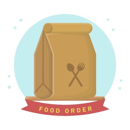 Food Order Package. Wrap Food. Flat Style Vector Icon Designのイラスト素材
