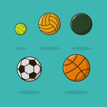 Concept ball tennis volley bowling soccer basketball vector icon mascot design illustrationsのイラスト素材