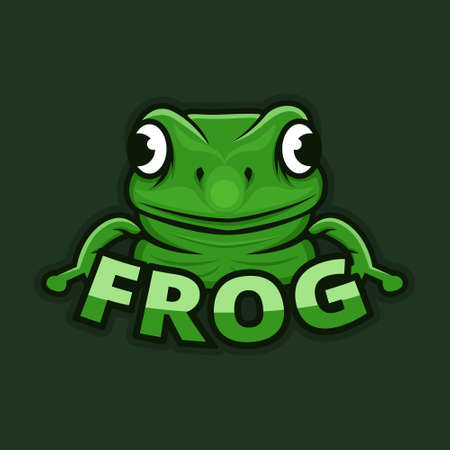 Frog Animal Icon Logo Sport Team. Frog Jumping Cartoon Esport Symbol. Zoo Wildlife Animal Fauna Mascot Vector Illustrationのイラスト素材