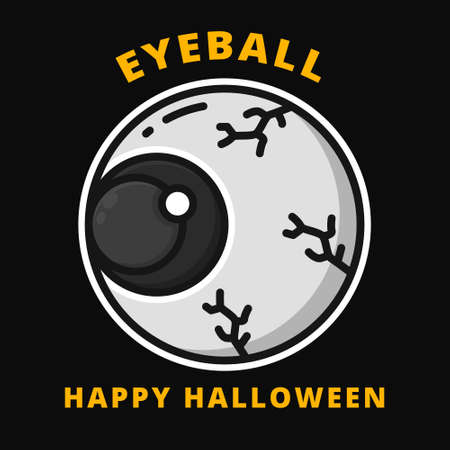 Eyeball Scary Halloween Filled Icon Line Style. Eye Horror Vector Logo Illustration. Creepy Eye Cartoon Symbol Iconのイラスト素材