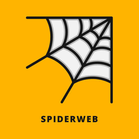 Cobweb Halloween Icon Filled Line Style. Spiderweb Horror Vector Logo Illustration. Spider Cartoon Symbol Icon Halloween Celebrationのイラスト素材
