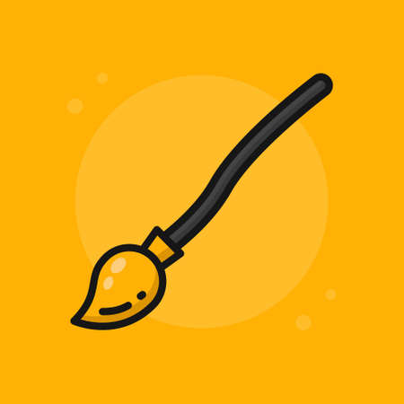 Magic Broom Halloween Icon Filled Line Style. Magician Accessory Vector Logo Illustration. Magic Stick Cartoon Symbol Icon Logoのイラスト素材