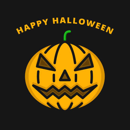 Pumpkin Halloween Icon Filled Line Style. Pumpkin Horror Vector Logo Illustration. Scary Costume Cartoon Halloween Collection Symbol Icon Halloween Celebrationのイラスト素材