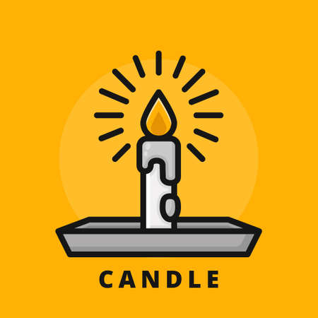 Candle Light Halloween Icon Filled Line Style. Candle Christmas Logo Celebration Vector Illustration. Candlelight Meditation Spiritual Cartoon Symbol Icon Logoのイラスト素材