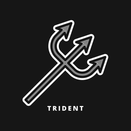 Trident Icon Filled Line Style. Devil Neptune Tridental Vector Logo Illustration. Mythology Symbol Iconのイラスト素材