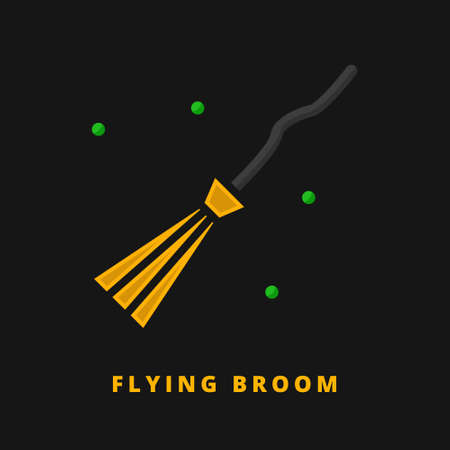Flying Broom Icon Filled Line Style. Magic Broom Vector Logo Illustration. Broomstick Magician Symbol Icon Halloween Celebrationのイラスト素材