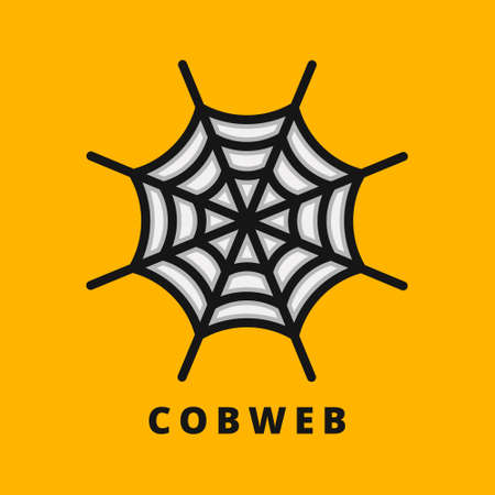 Spider Webs Halloween Icon Filled Line Style. Cobweb Vector Logo Illustration. Spiderweb Cartoon Symbol Logoのイラスト素材
