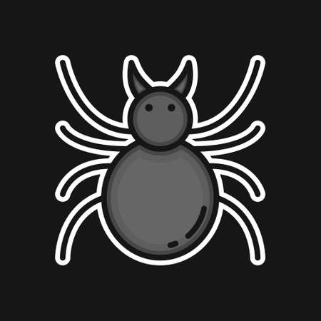 Spider Halloween Icon Filled Line Style. Black Spider Vector Logo Illustration. Witch Spider Symbol Icon Halloween Celebrationのイラスト素材