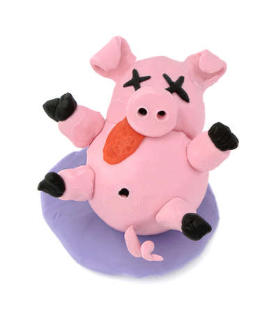 	
Pink pig made of plasticineの写真素材