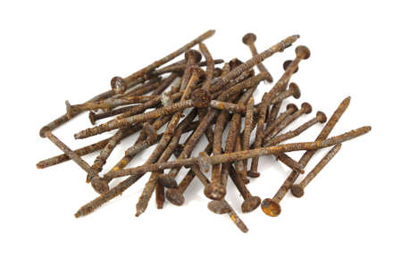 	
Stacks of rusty nailsの写真素材