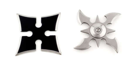 Two shurikens, metal weapons for martial artsの写真素材