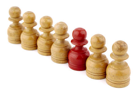 Chess pawn in a row and differentの写真素材