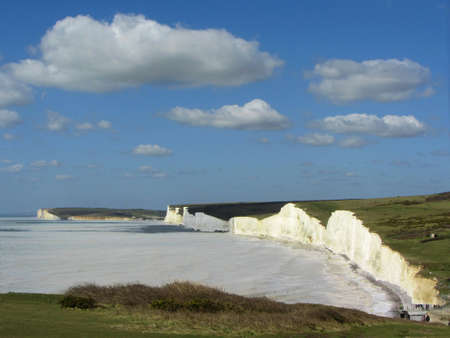 The Seven Sisters viewed from near Birling Gap, East Sussex, England,UKの素材