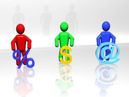 Business icons with 3d person. Three-dimensional Shape.の写真素材