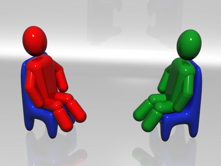 Meeting of two businessmen. 3d render. Three-dimensional Shape.の写真素材