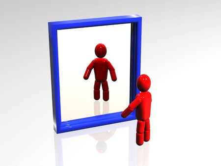 3d person who looks at the reflexion in a mirror.の写真素材
