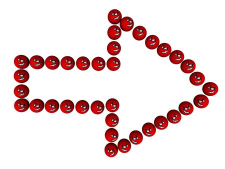 Pointer made by smiles, isolated on white background. 3d render.の写真素材