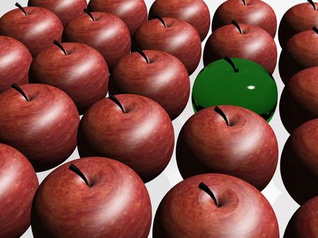 Different element. Apples. 3d render.の写真素材