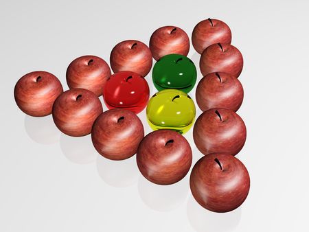 Triangle of apple. 3d render.の写真素材