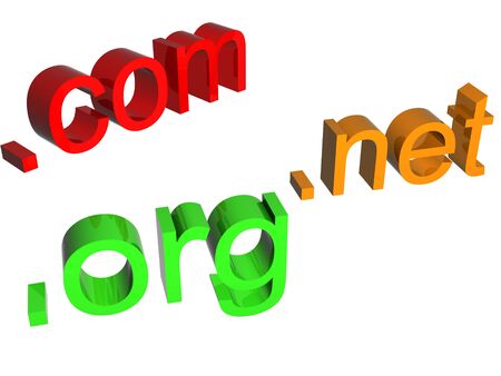 .net, .org, .com. Isolated on white background.の写真素材