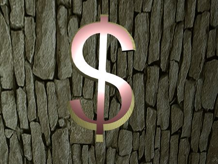 Hole in the wall, like dollar sign. 3d render.の写真素材