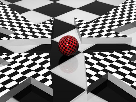 3d sphere staying near pointers, which show to this sphereの写真素材