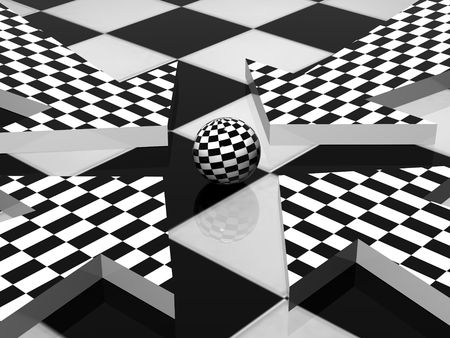 3d sphere staying near pointers, which show to this sphereの写真素材