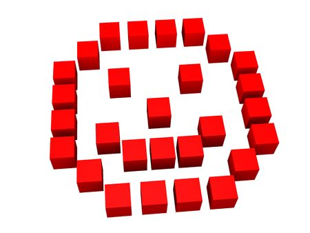 Smile, which made from cubes. Isolated on white background. 3d render.の写真素材