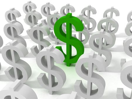 3d green dollar sign which is different from the crowdの写真素材