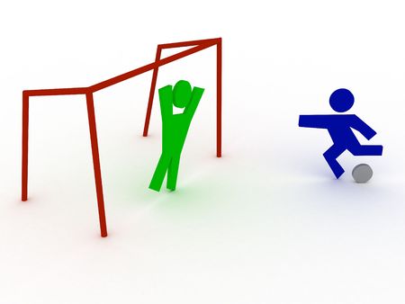 3d person is ready to kick the ball.Sport conceptの写真素材