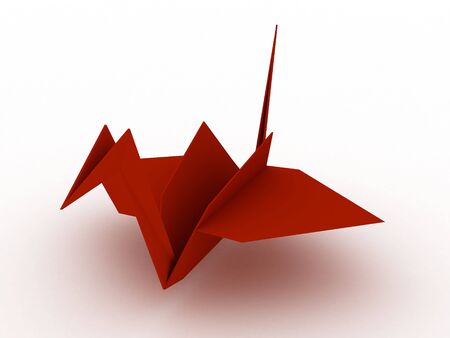 Bird made from paper. Origami. 3d render.の写真素材