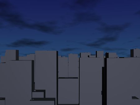 Rendered three dimension city, with the skyの写真素材