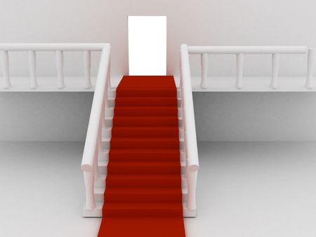3d render of staircase and red carpet.の写真素材