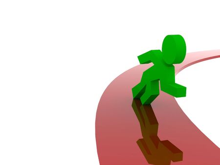 Runner on the road. 3d render. Isolated on white background.の写真素材