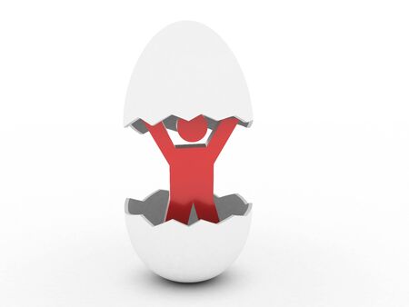 Person in egg. Business concept. 3d render.の写真素材