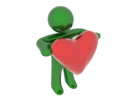 Person with heart. Isolated on white background.の写真素材