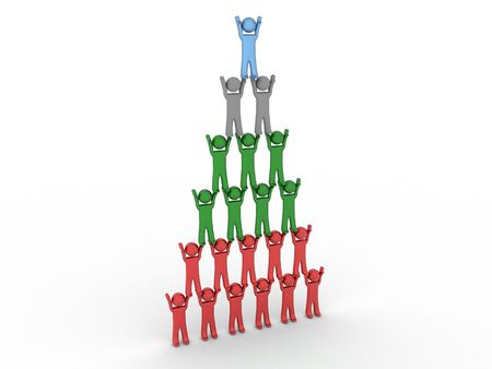 3d pyramid of people. Three-dimensional shape.の写真素材