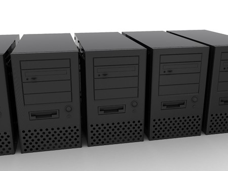 3d render of computer servers in a row.の写真素材