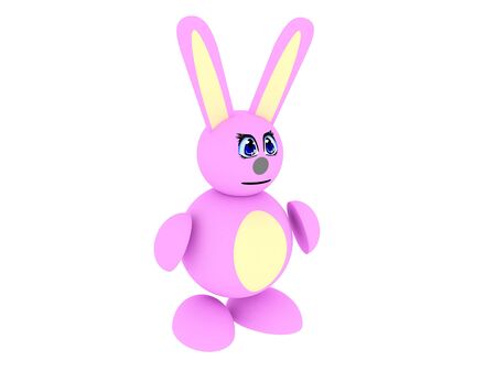 3d render of pink bunny. Isolated on white background.の写真素材