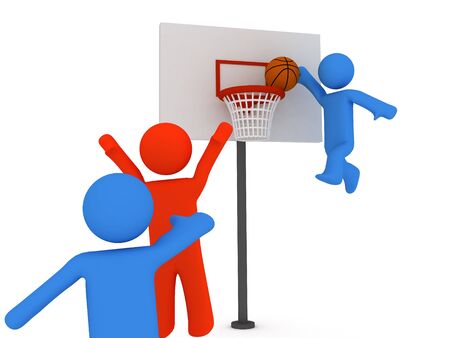 3d basketball players trying to made alley-oopの写真素材