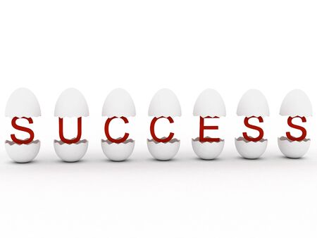 3d render of text "Success" in egg.の写真素材